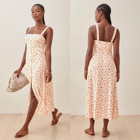 NEW Reformation Virgil Midi Button Dress Authentic‎ - Picture 1 of 4